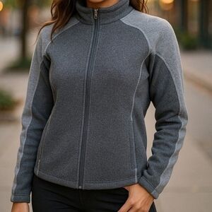 Vtg Kuhl Alfpaca Fleece Medium Full Zip Color Block Blue Grey Jacket